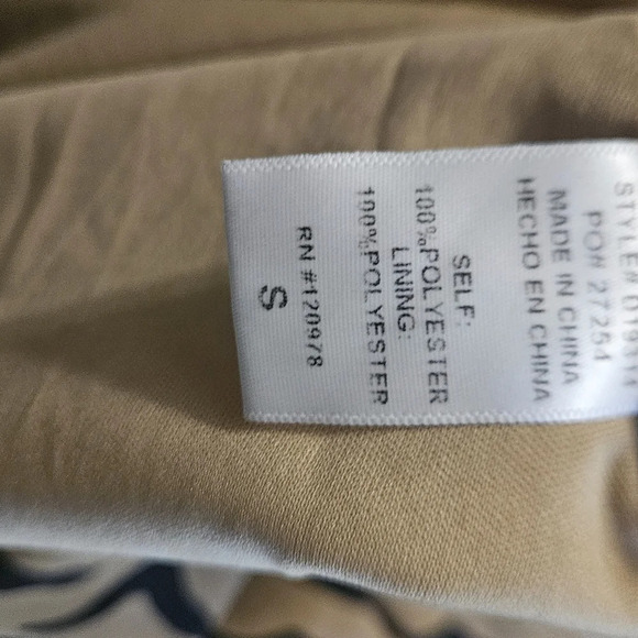 ENTRO Camel Animal Stripe ButtonDown Collared Midi Dress. Size small - Picture 13 of 16